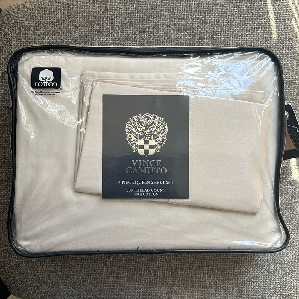Pendleton Queen Sheet Set in Beige.